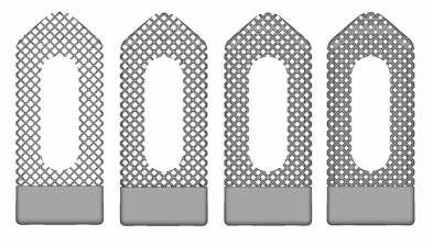 Regular Body Center Cubic (BCC): Relative densities of 0.15, 0.25, 0.35, and 0.45.